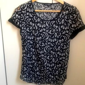 Black and white lace blouse